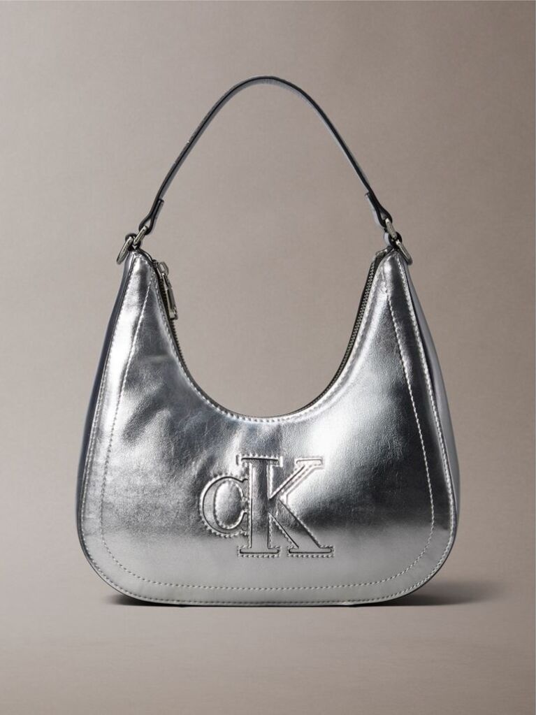 Silver Metallic Monogram Crossbody Shoulder Bag  Women
