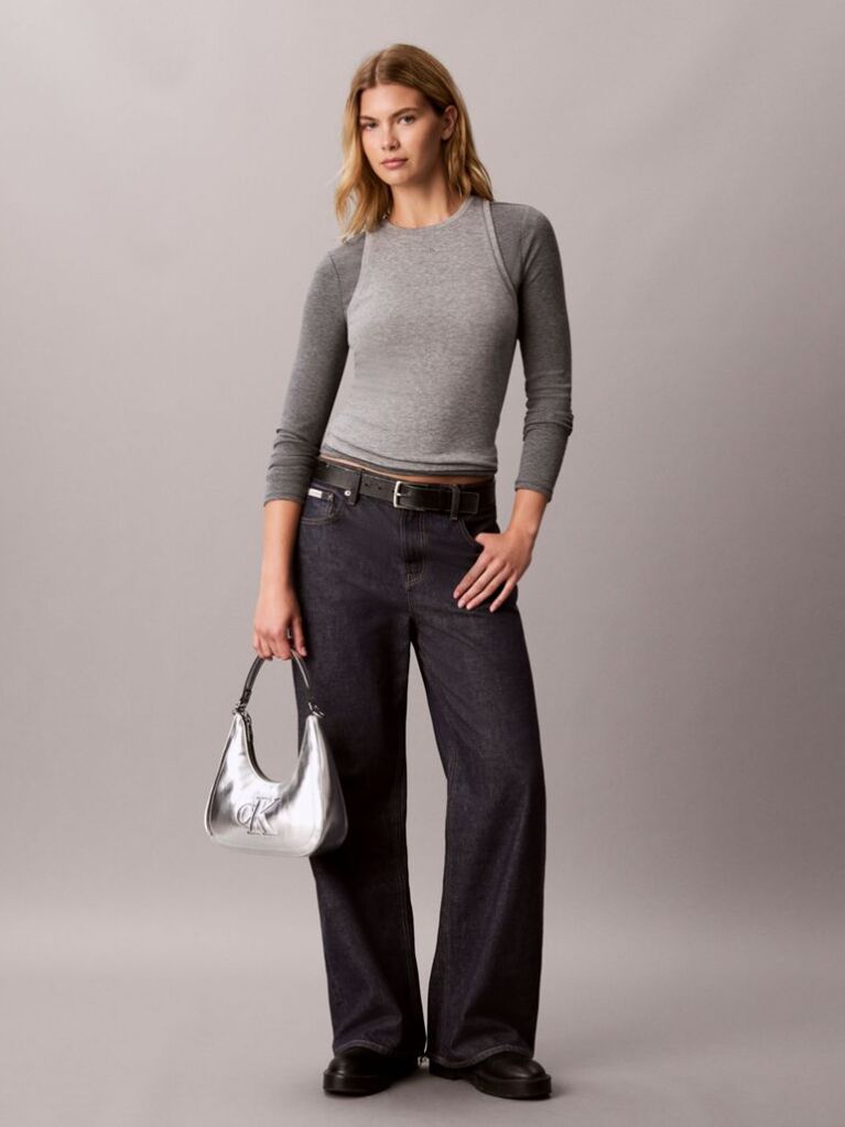 Silver Metallic Monogram Crossbody Shoulder Bag  Women