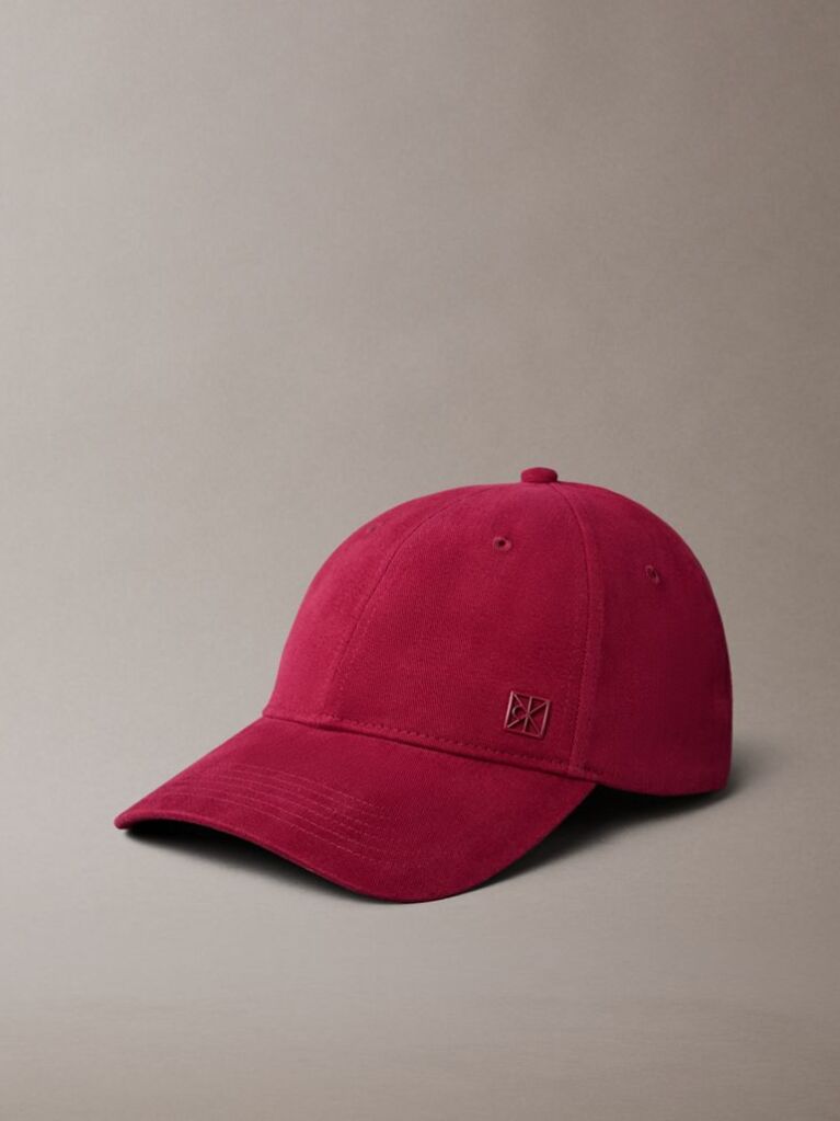 Red Emblem Monogram Logo Baseball Cap  Women
