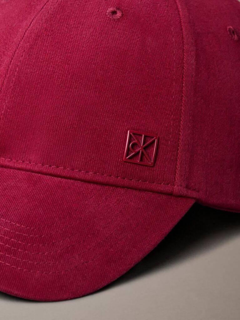 Red Emblem Monogram Logo Baseball Cap  Women
