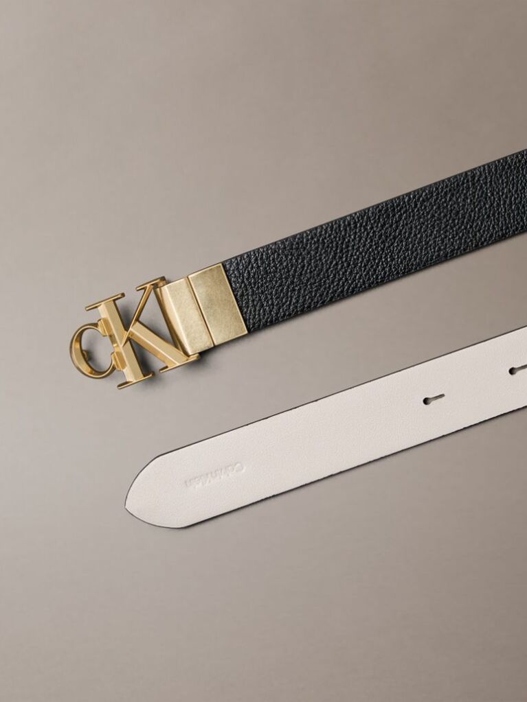 Multi Reversible Pebbled Leather Logo Belt  Women