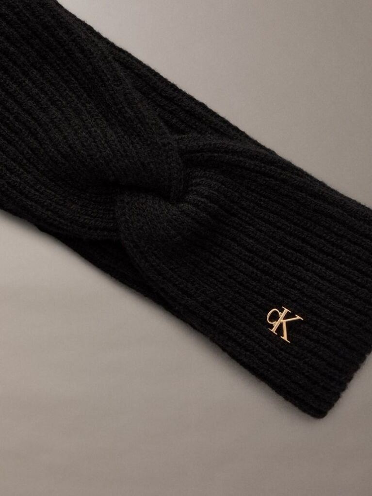 Black Wool Blend Soft Twist Headband  Women