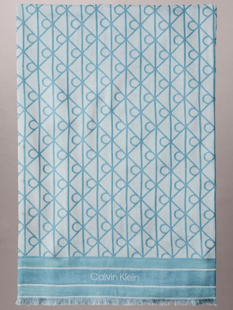 Blue Emblem Jacquard Square Modal Scarf  Women