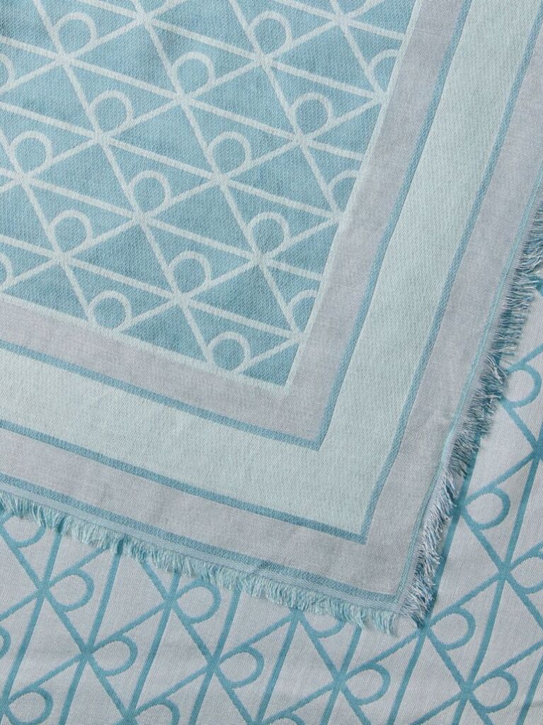 Blue Emblem Jacquard Square Modal Scarf  Women