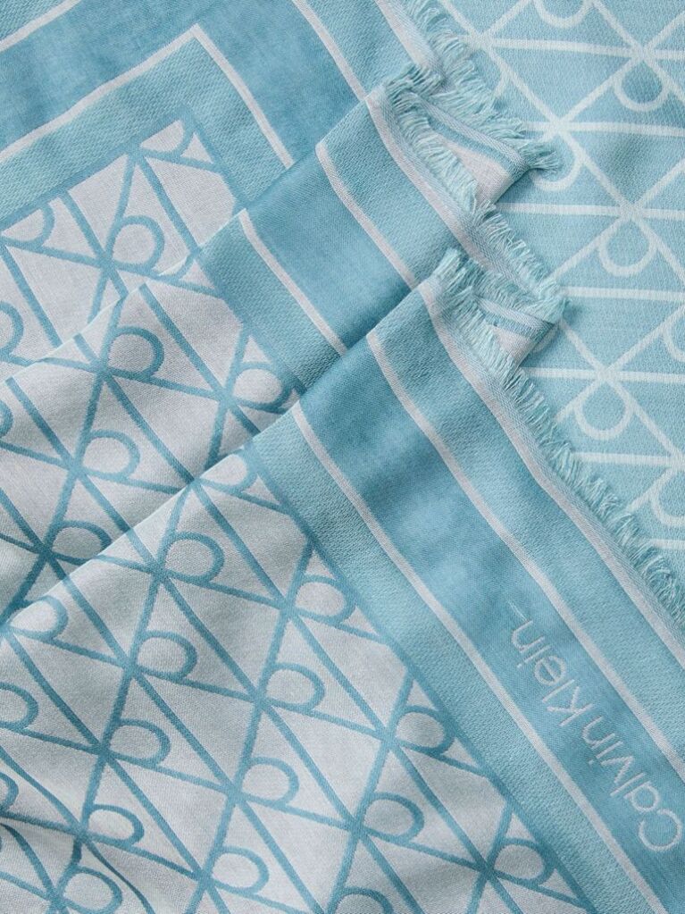 Blue Emblem Jacquard Square Modal Scarf  Women