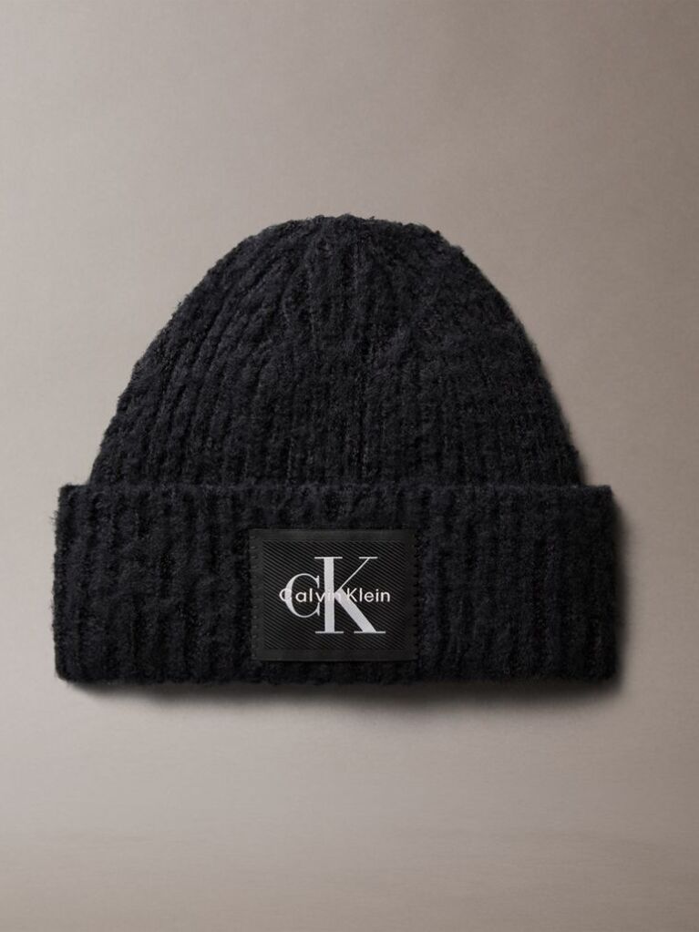 Black Plush Satin-Lined Beanie  Women