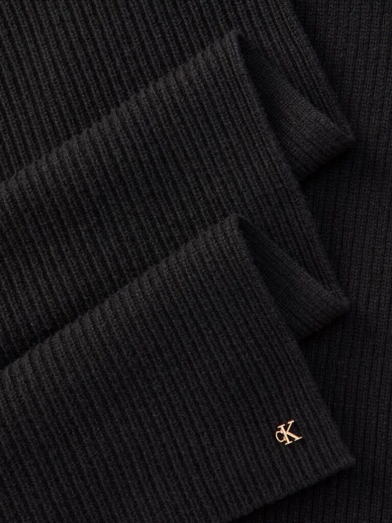 Black Wool Blend Monogram Scarf  Women