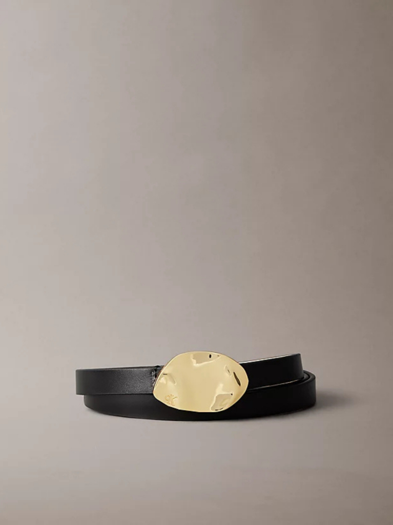 Black Slim Leather Belt  Women