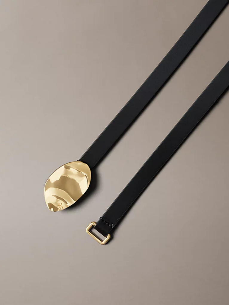 Black Slim Leather Belt  Women