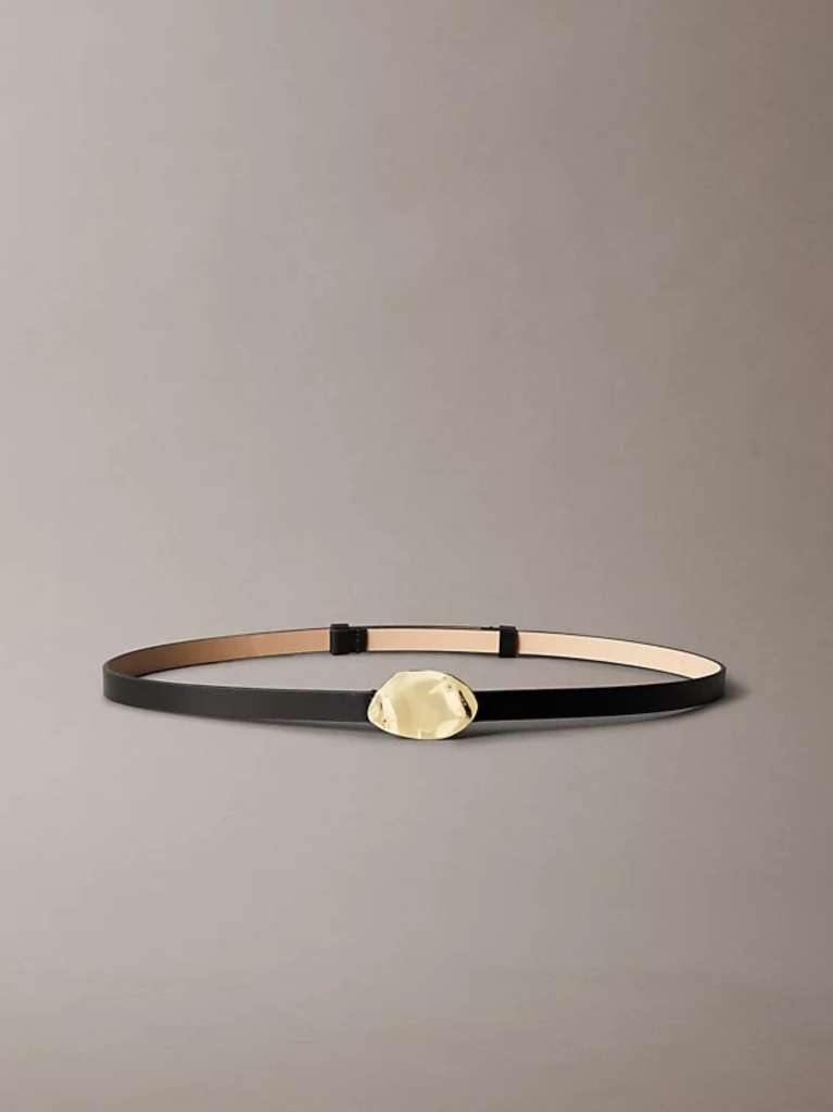 Black Slim Leather Belt  Women