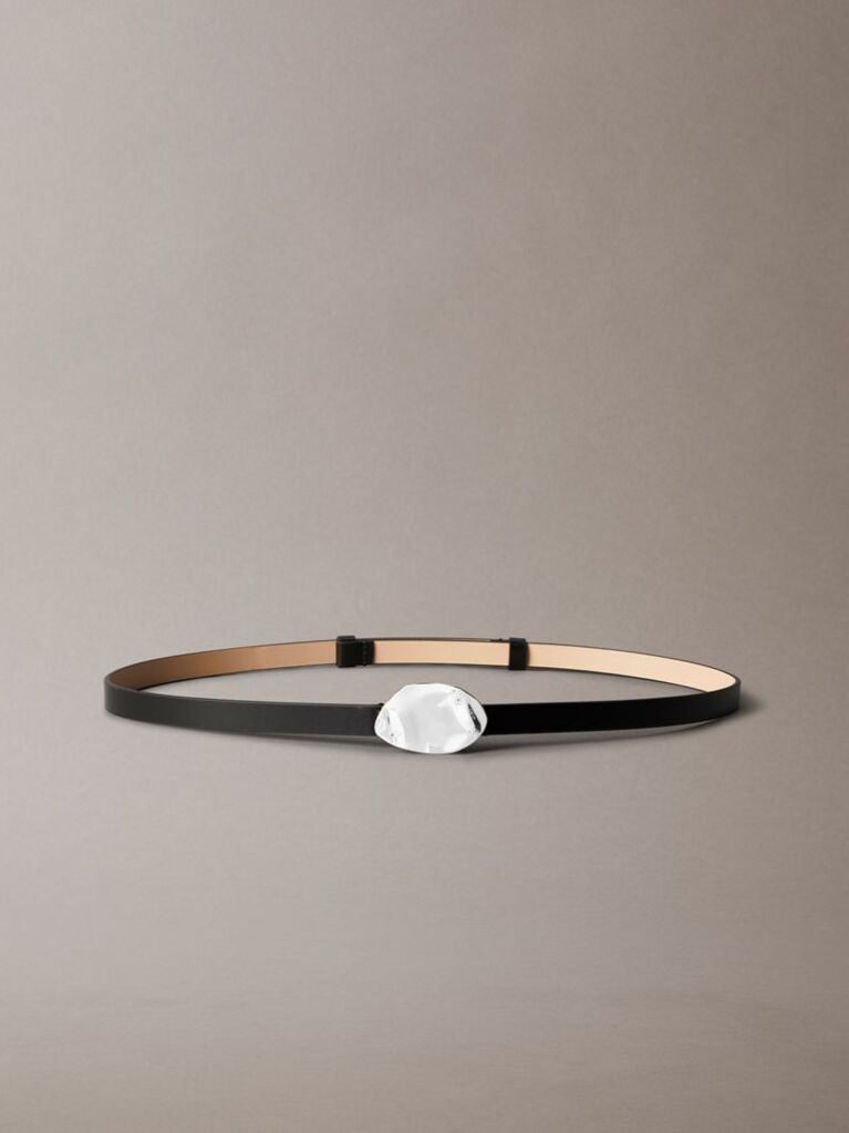 Black Slim Leather Belt  Women