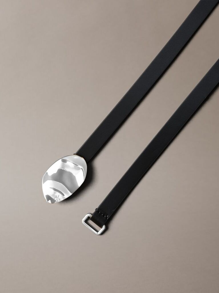 Black Slim Leather Belt  Women