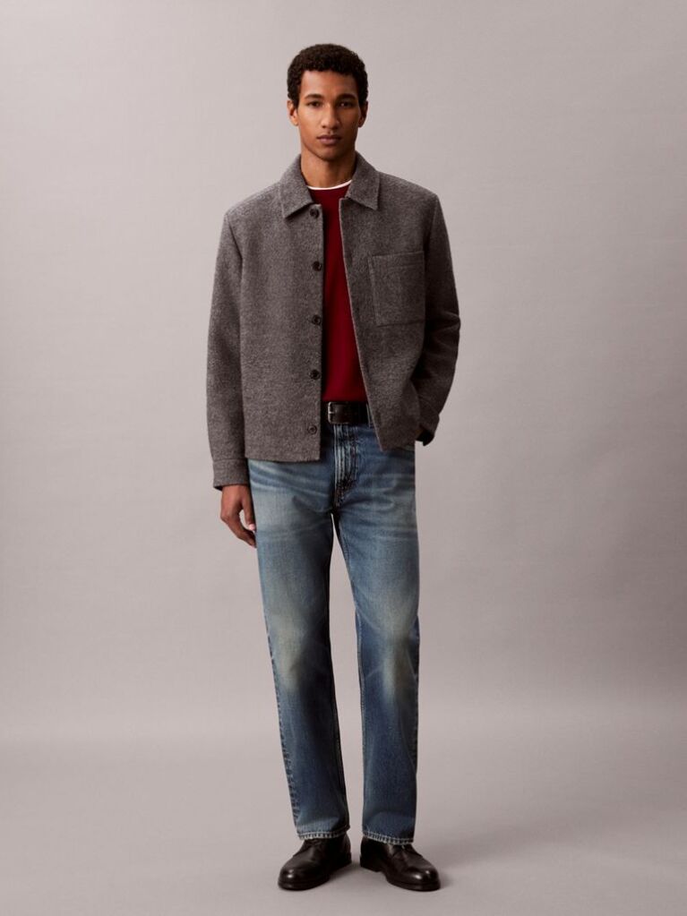 Red Merino Wool Classic Sweater  Men