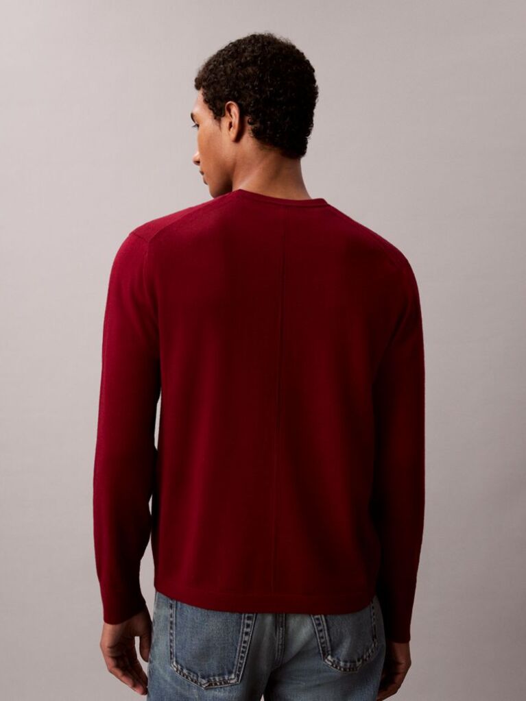Red Merino Wool Classic Sweater  Men