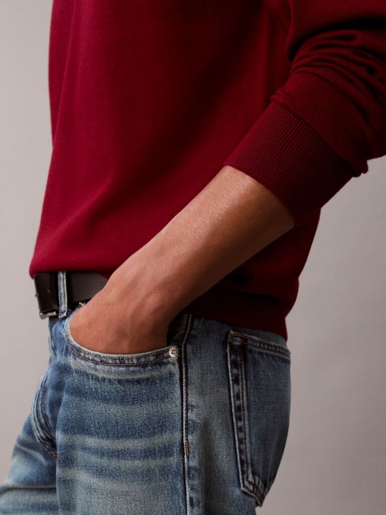 Red Merino Wool Classic Sweater  Men