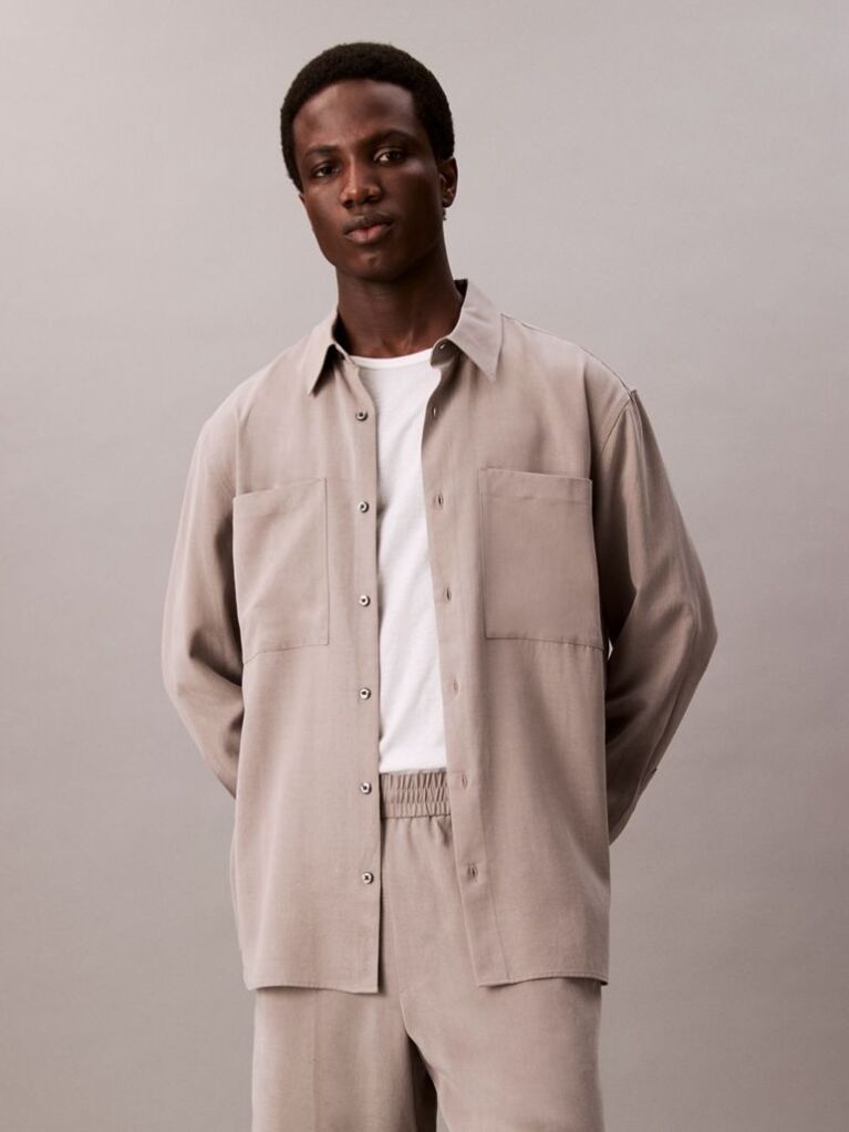 Beige Lyocell Relaxed Shirt  Men