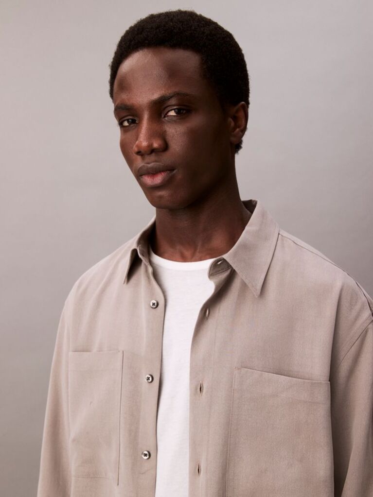 Beige Lyocell Relaxed Shirt  Men