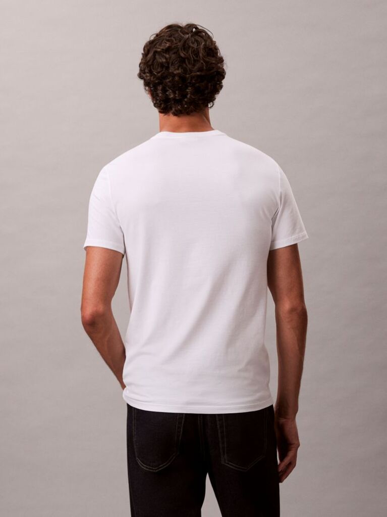 Λευκό Κοντομάνικο T-Shirt Από Ελαστικό Βαμβάκι Και Slim Γραμμή  Άνδρας