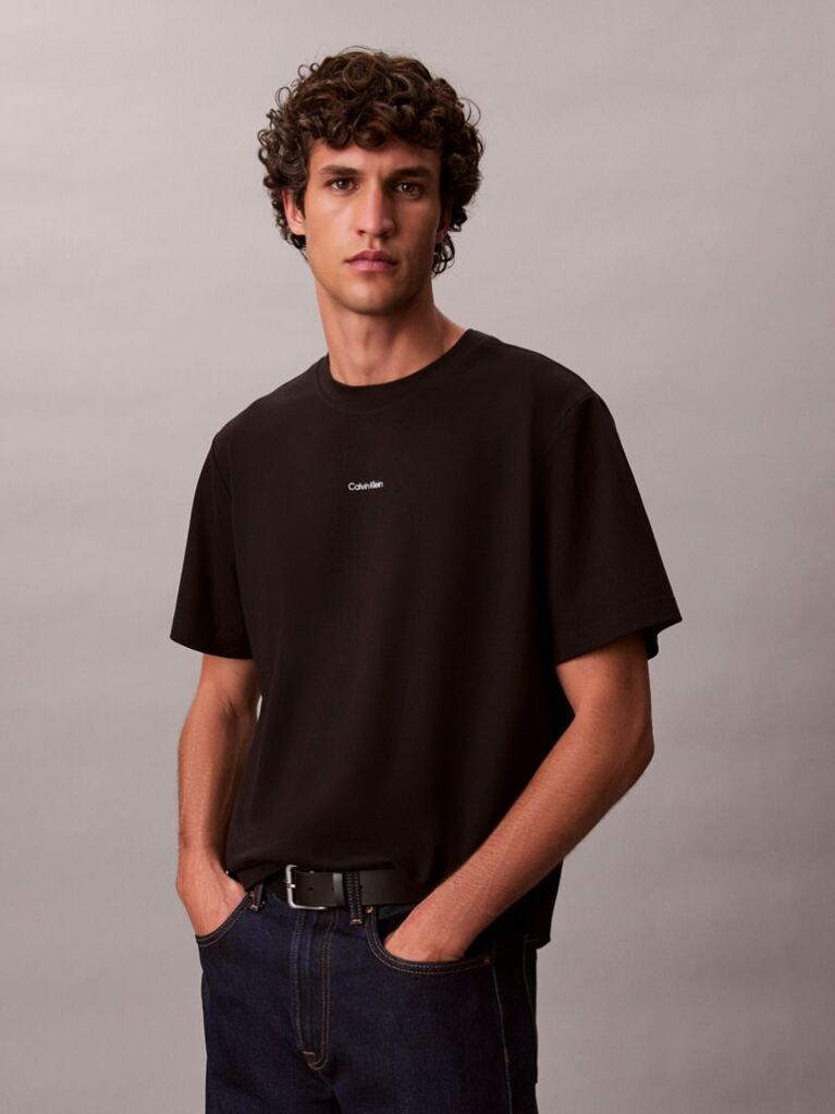 Black Short Sleeve Stretch Pique Nano Easy Tee  Men