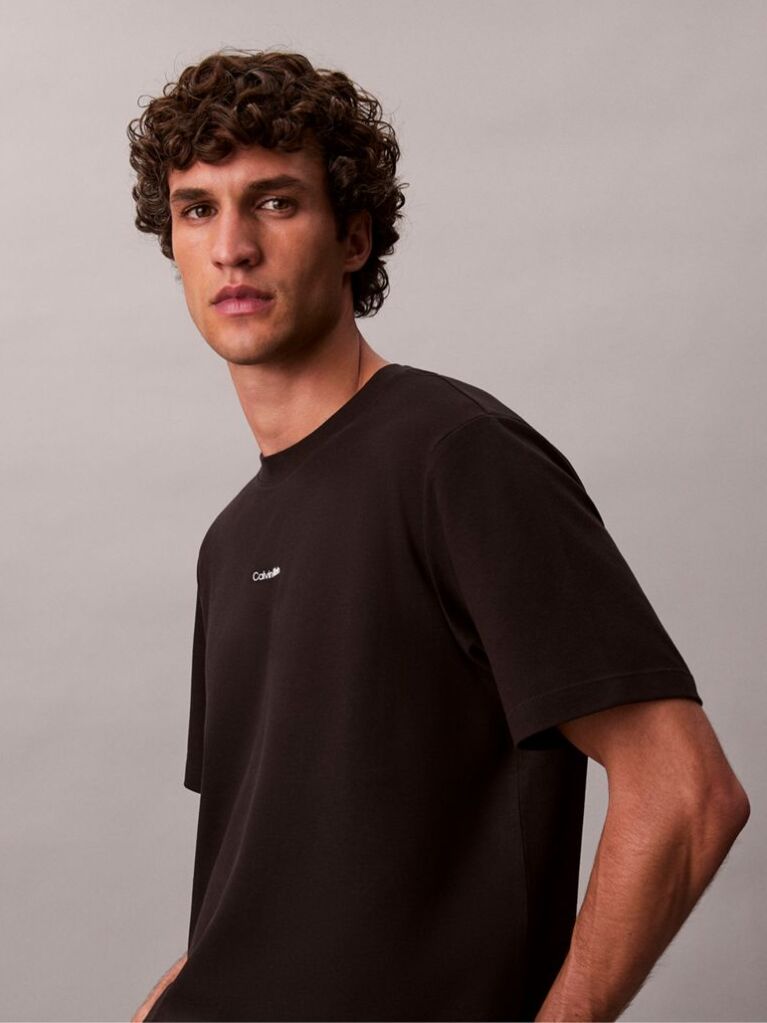 Black Short Sleeve Stretch Pique Nano Easy Tee  Men