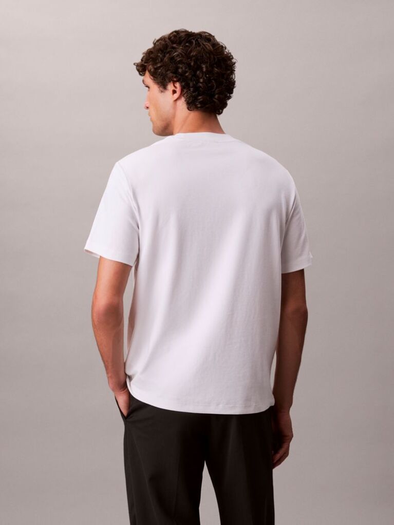 White Short Sleeve Stretch Pique Nano Easy Tee  Men