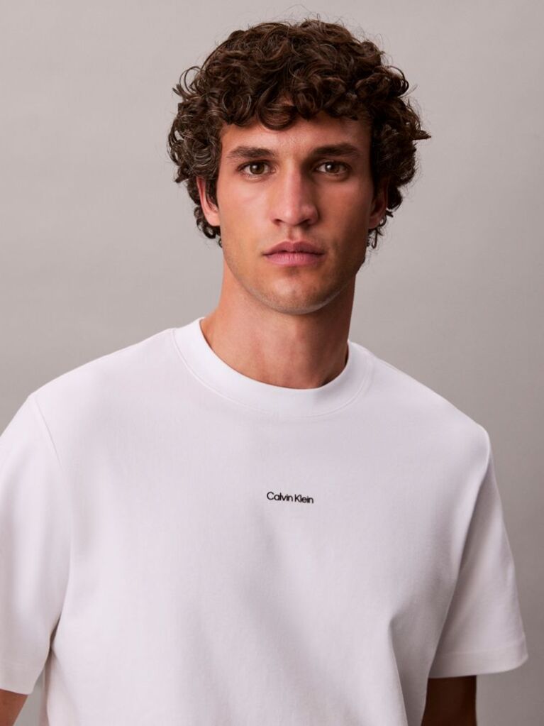 White Short Sleeve Stretch Pique Nano Easy Tee  Men