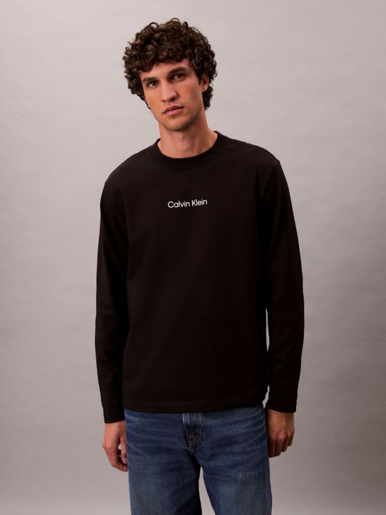 Black Relaxed Long Sleeve T-shirt  Men