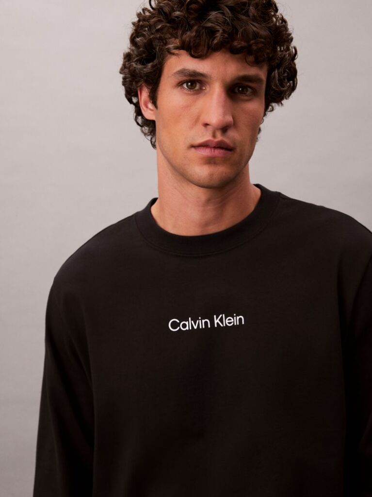 Black Relaxed Long Sleeve T-shirt  Men