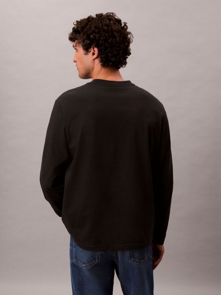 Black Relaxed Long Sleeve T-shirt  Men