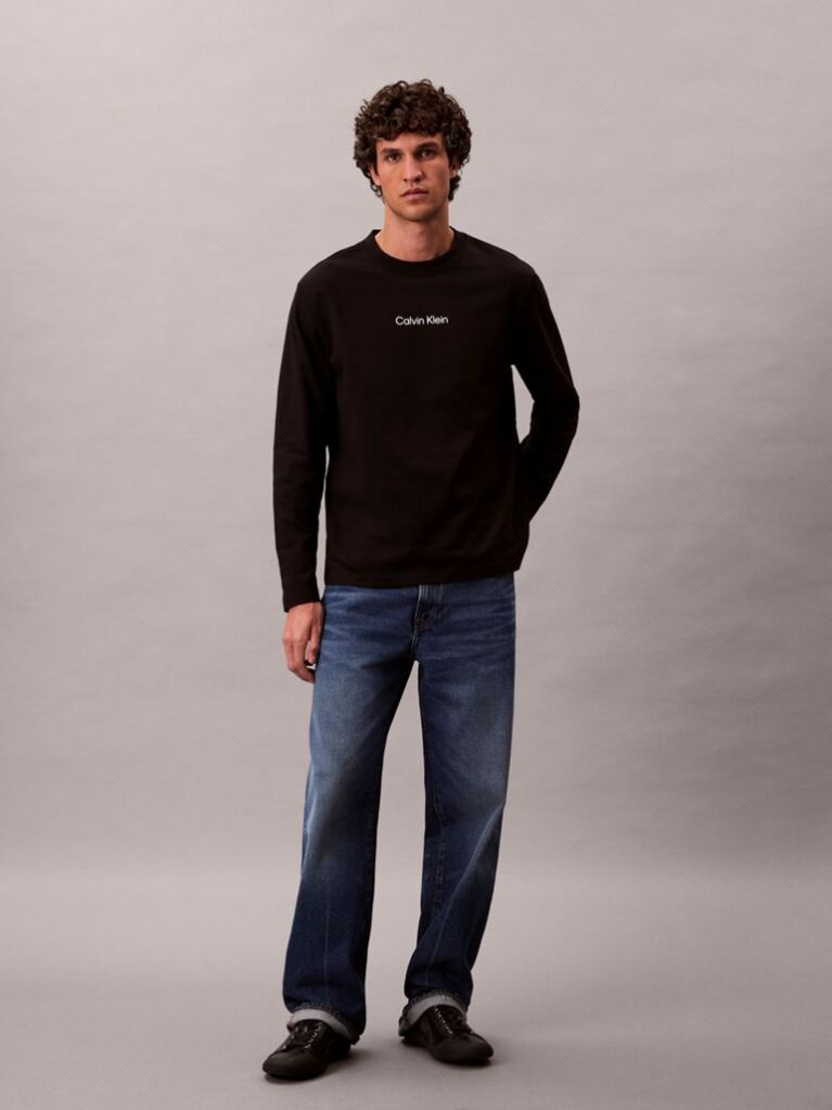 Black Relaxed Long Sleeve T-shirt  Men