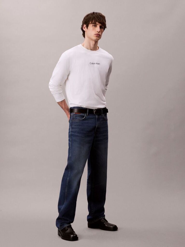 White Relaxed Long Sleeve T-shirt  Men