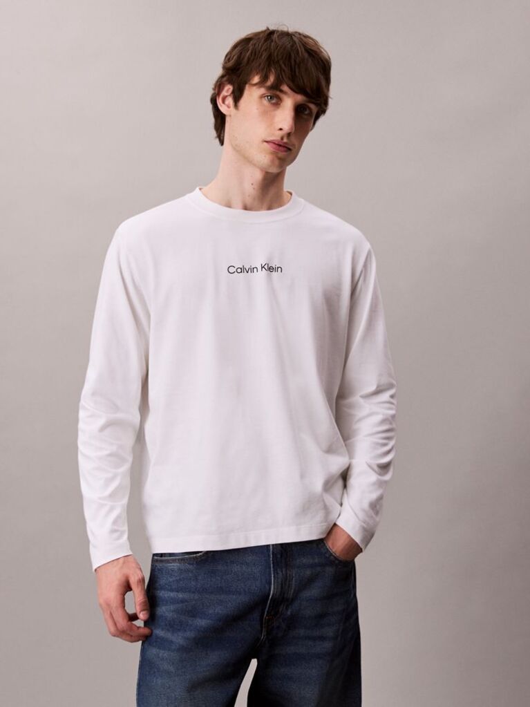 White Relaxed Long Sleeve T-shirt  Men