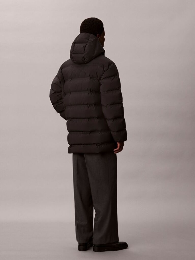 Black Channelled Down Puffer Coat  Men
