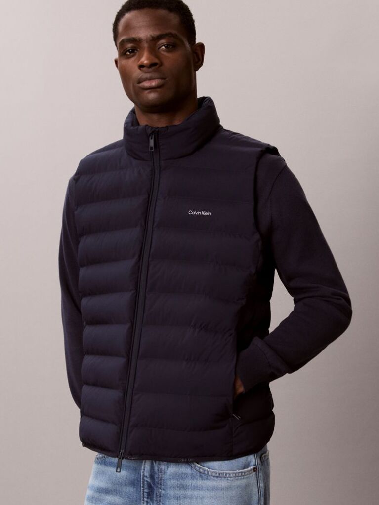 Blue Lightweight Quilted Puffer Gilet  Men