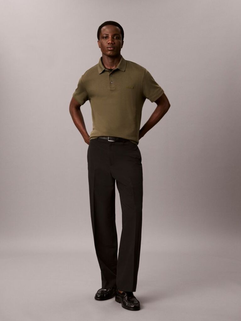 Green Slim Cotton Badge Polo Shirt  Men
