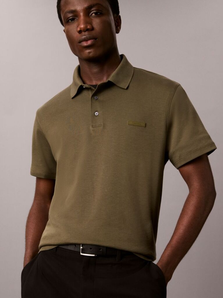 Green Slim Cotton Badge Polo Shirt  Men
