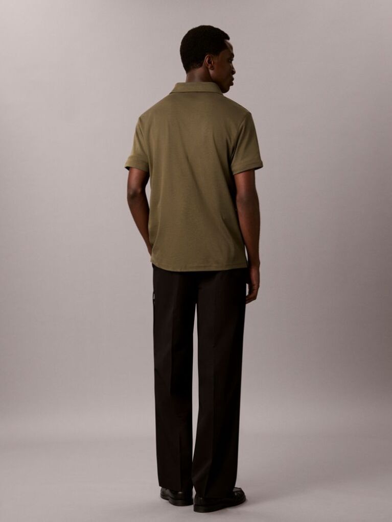 Green Slim Cotton Badge Polo Shirt  Men