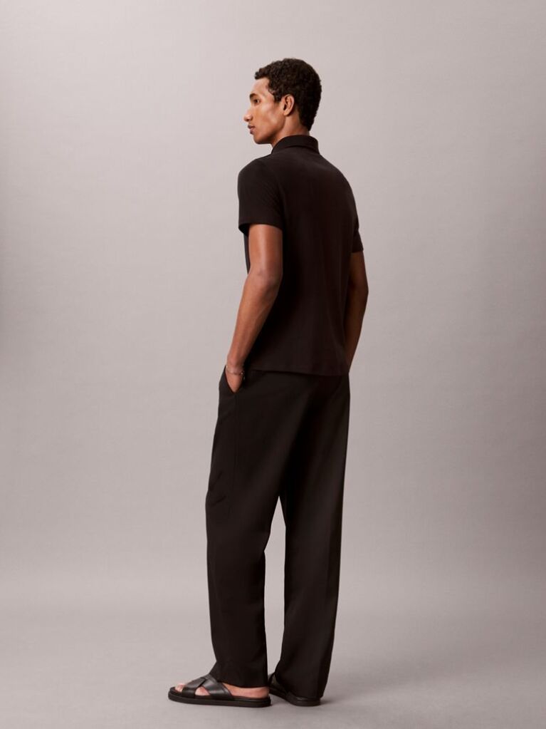 Black Slim Cotton Badge Polo Shirt  Men