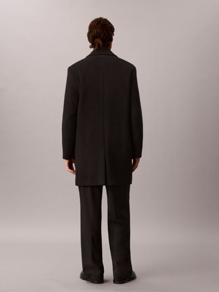 Black Wool Blend Overcoat  Men