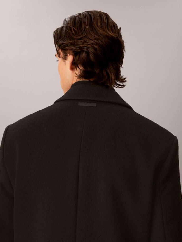 Black Wool Blend Overcoat  Men