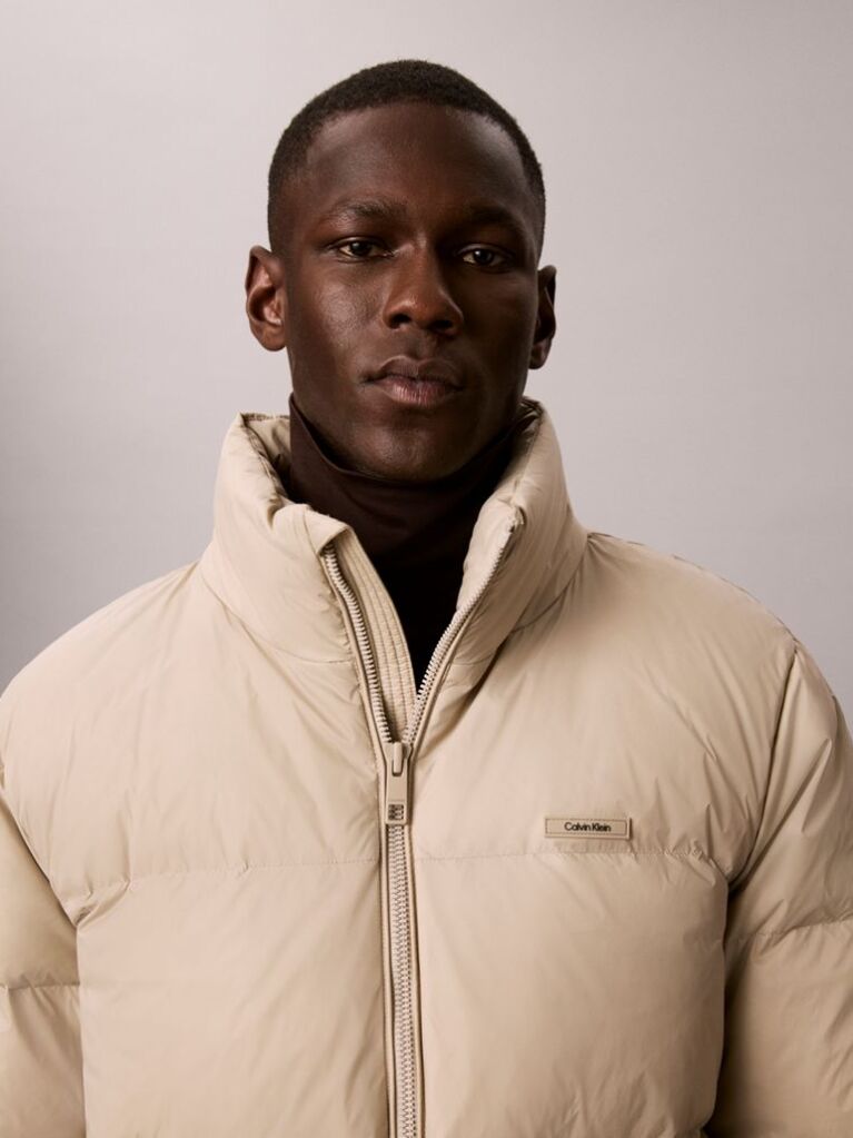 Beige Down Puffer Jacket  Men