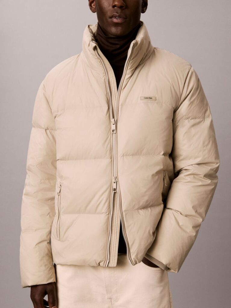 Beige Down Puffer Jacket  Men