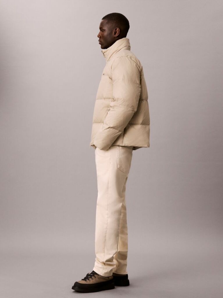 Beige Down Puffer Jacket  Men