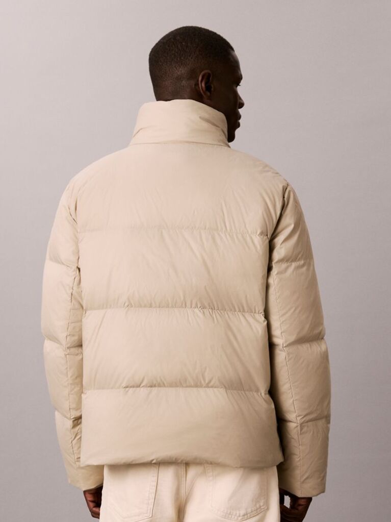 Beige Down Puffer Jacket  Men