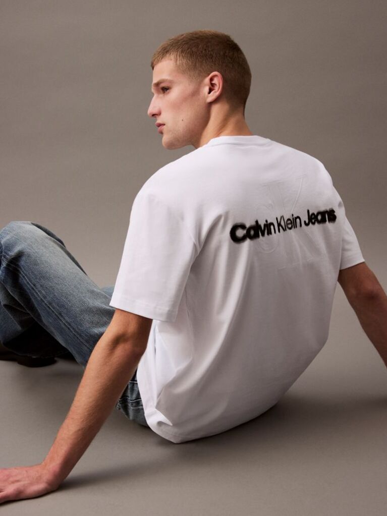 Λευκό Άνετο T-shirt Με Λογότυπο  Άνδρας