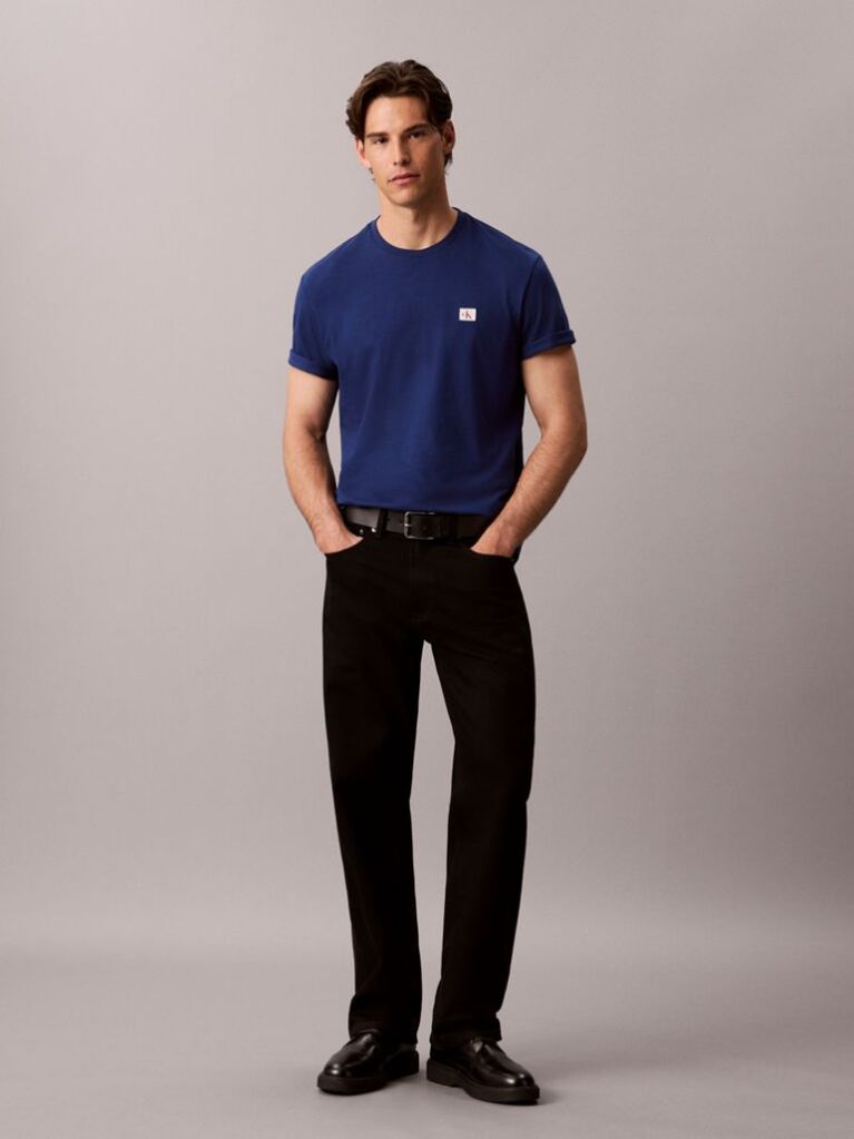 Blue Cotton Badge T-shirt  Men