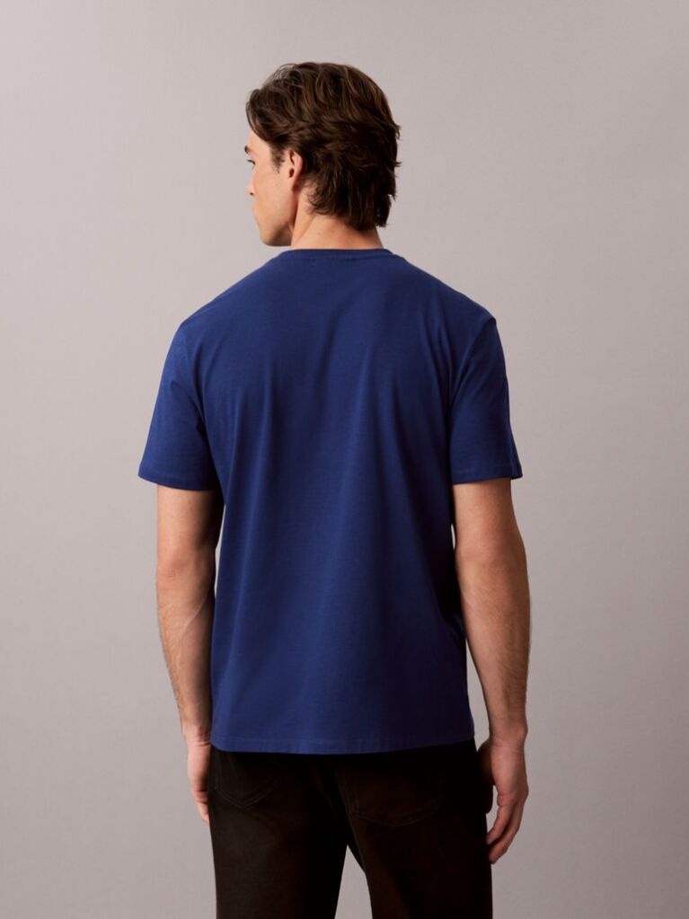 Blue Cotton Badge T-shirt  Men