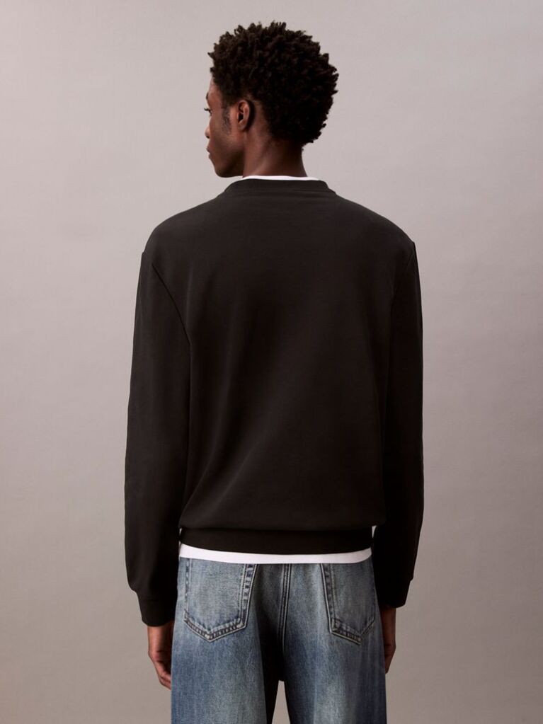 Black Cotton Terry Badge Sweatshirt  Men
