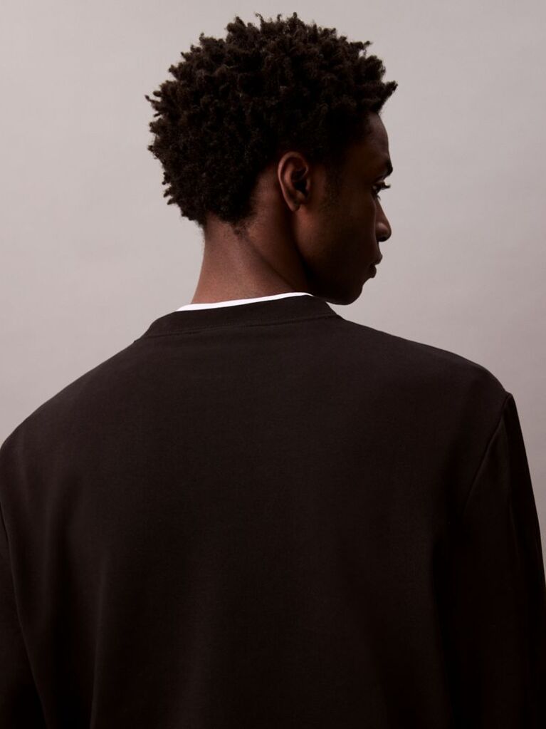 Black Cotton Terry Badge Sweatshirt  Men