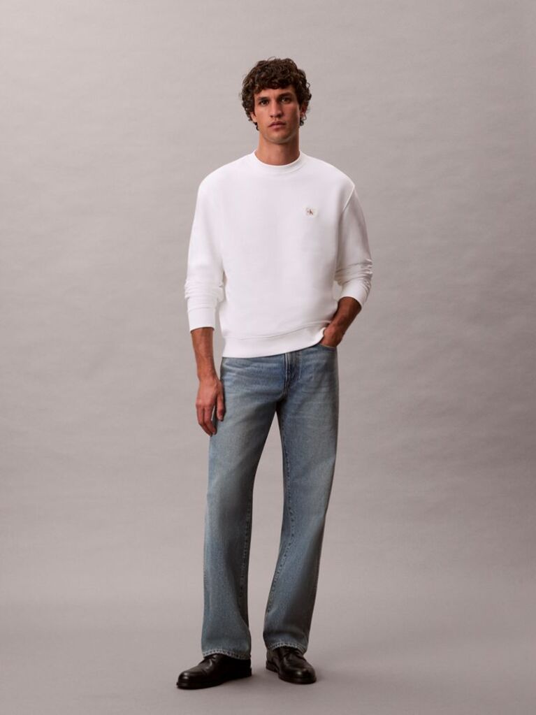 White Cotton Terry Badge Sweatshirt  Men
